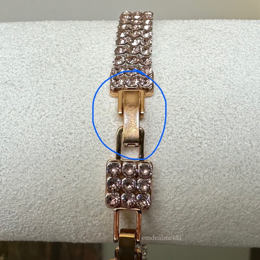 SOLD - Swarovski Crystal Rose Gold Tone Fit Pink Mesh Bracelet 5381139 - Picture 8 of 11